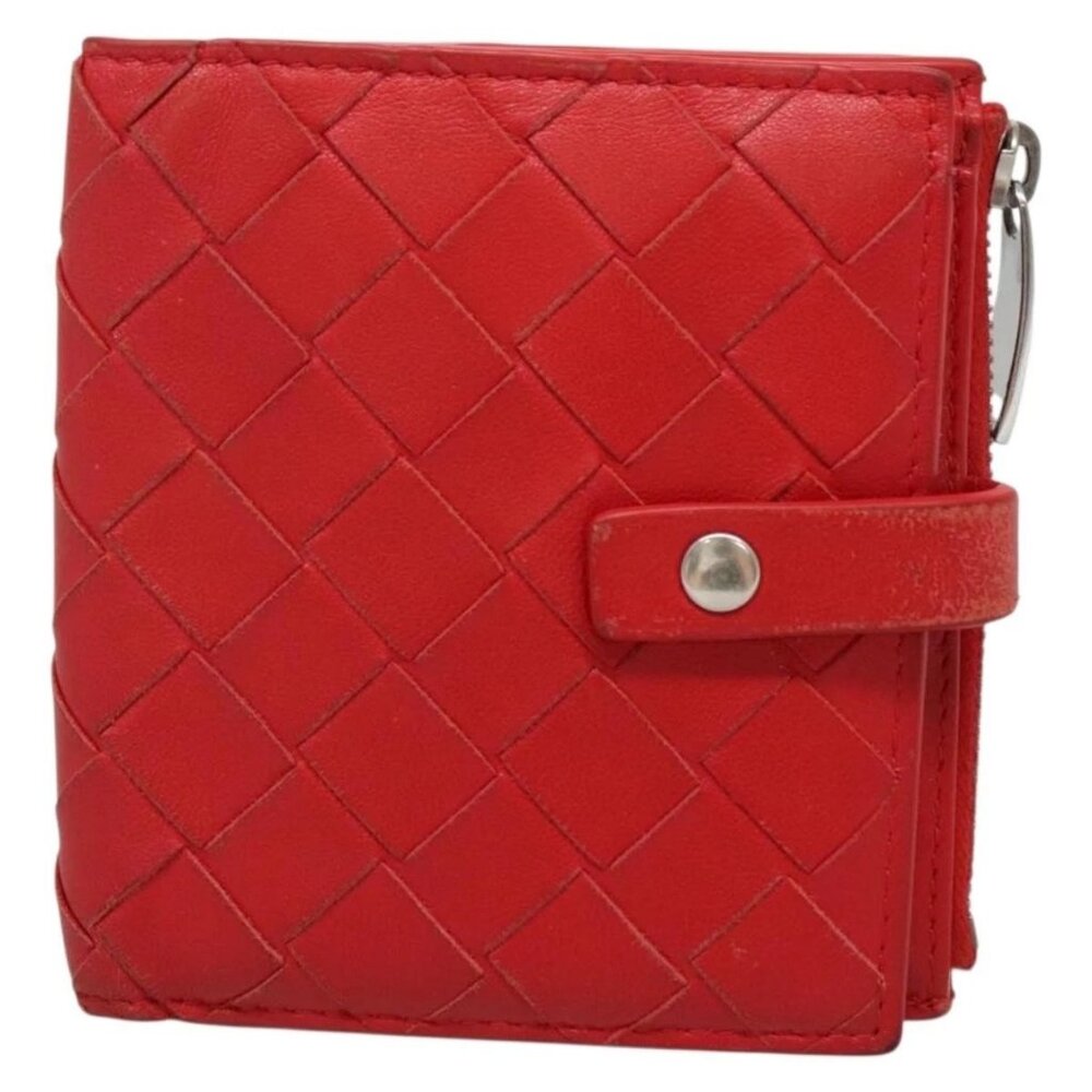 BOTTEGA VENETA INTRECCIATO Bifold Wallet Leather Red Auth bs28002 - Picture 10 of 15
